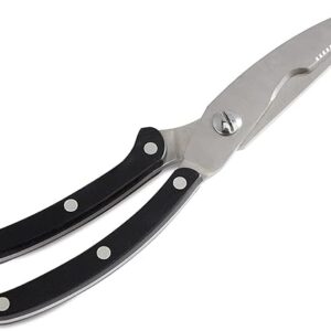 DIVOX 1 Pcs Kitchen Heavy Duty Scissors Chicken Meat Cutting Scissors Stainless Steel Scissor Craft Tools Safe Lock Cutter Carbon Steel Scissor for Chicken, Fish, Meat, Vegetable (Black)