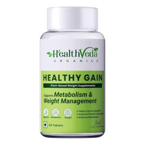 Health Veda Organics Healthy Gain 120 Tablets | A Herbal Weight Gainer | Help to Improve Metabolism, Digestion, Appetite, Weight Gain & Mass Muscle Growth for Both Men and Women Visit the HEALTH VEDA ORGANICS PRIVATE LIMITED Store